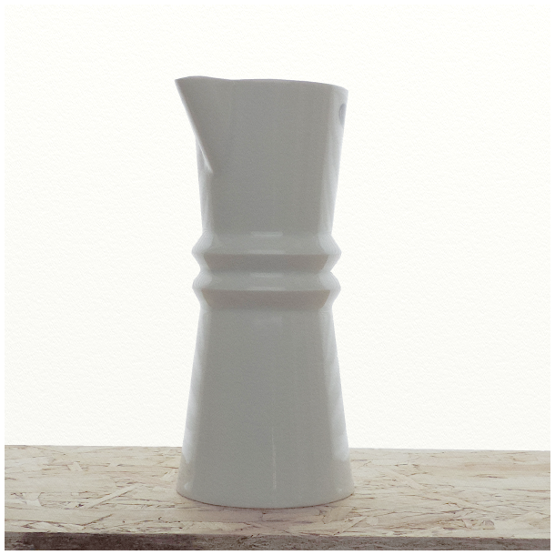 Vinkaraffel i hvid porceln, Zig Zag stellet, design: Richard Manz