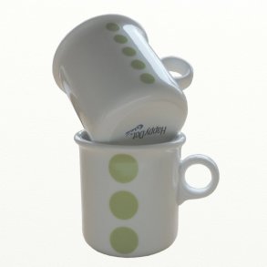 2 stk Mille / Happydot krus 0,25 ltr., limegrnne dots. Design TUE & ESLAU