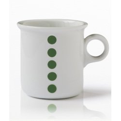 2 stk krus 0,25 ltr., grangrnne prikker. Design TUE; Dot Design JCL