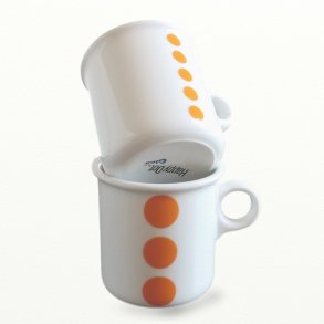 2 stk Mille / Happydot krus., orange dots. Design TUE & ESLAU