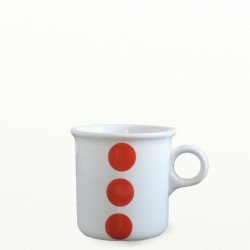 2 stk krus 0,25 ltr, rde prikker. Design TUE &amp; Dot design JCL